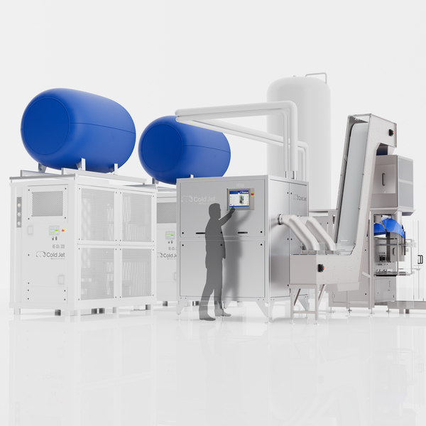 RE-CO2 setup with PR750 dry ice pelletizer and bagging system