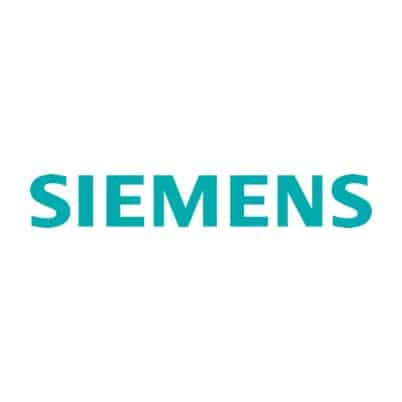 aquamarines Siemens-Logo auf weißem Hintergrund im quadratischen Layout