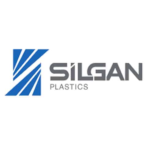 vollfarbiges Silgan Plastics-Logo auf weißem Hintergrund