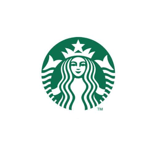 zielone logo Starbucks na białym tle w dużym układzie kwadratowym